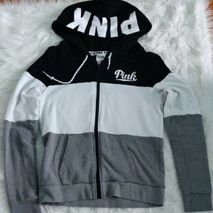 Black, white, and gray VS PINK jacket